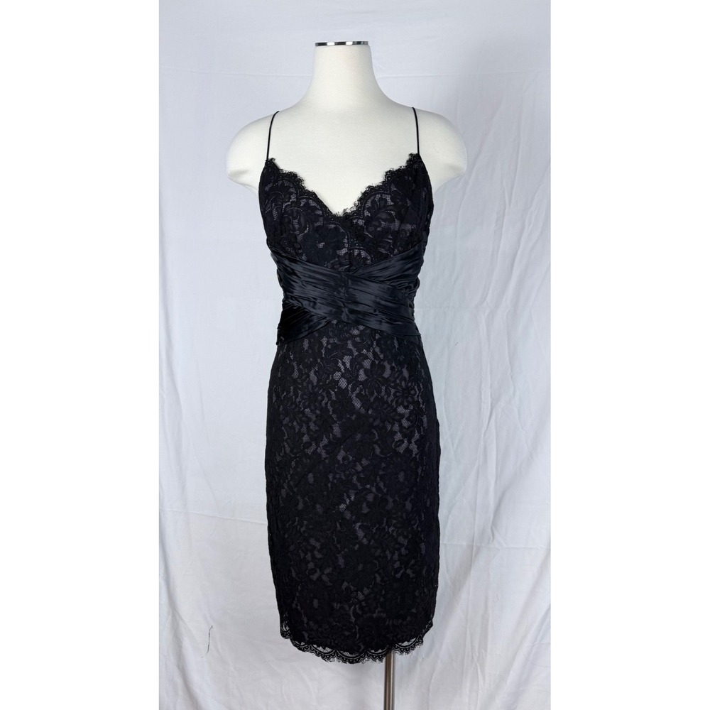 Anne Klein Dress 10 Purple Black Lace Spaghetti Strap Y2K Cocktail Whimsigoth